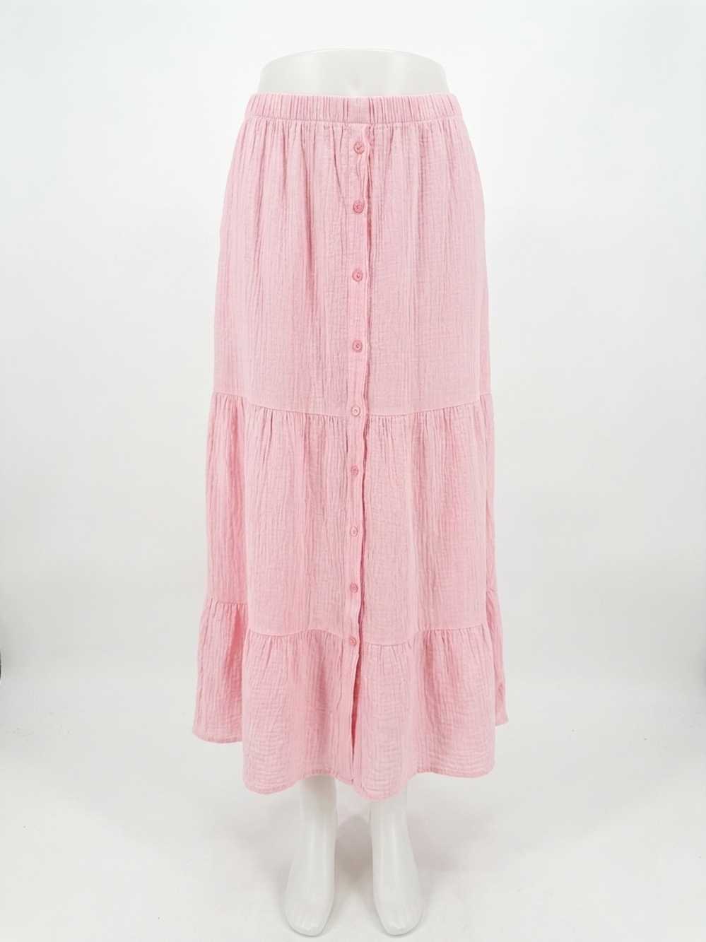 NEW BOBI tiered maxi skirt in rose